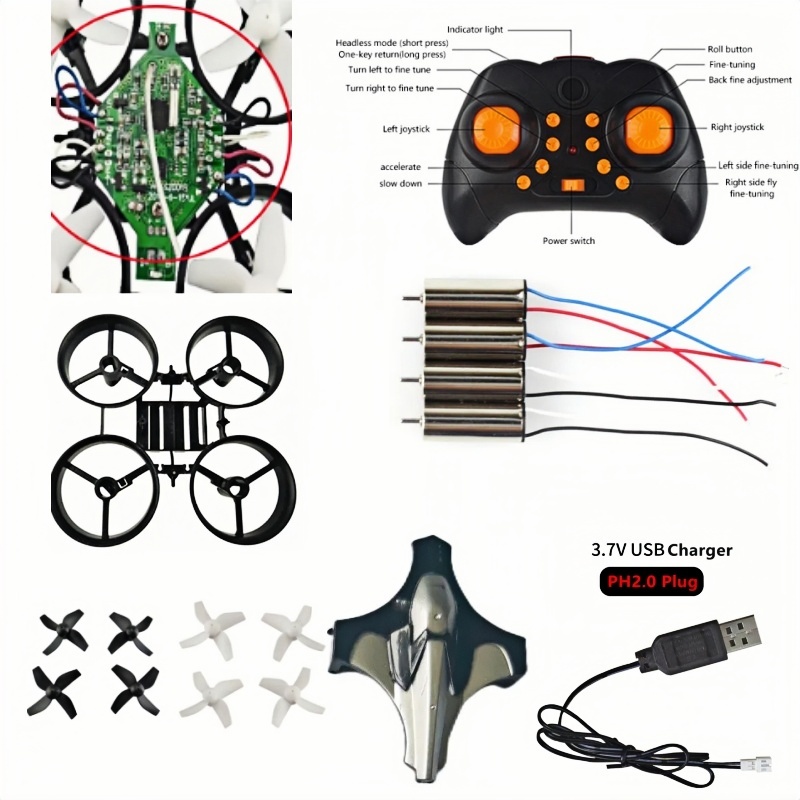 Drone Battery Adapter - Komplettes DIY-Drohnen-Kit 2.4G 6-Achsen-Gyroskop Headless 3D-Roll
